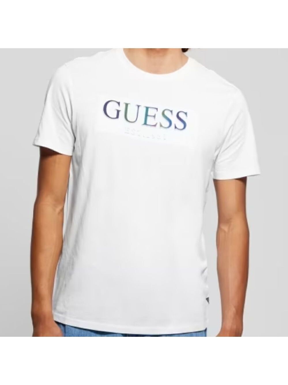 528 NWT Guess Eco Iridescent Signature Tee Size Small
